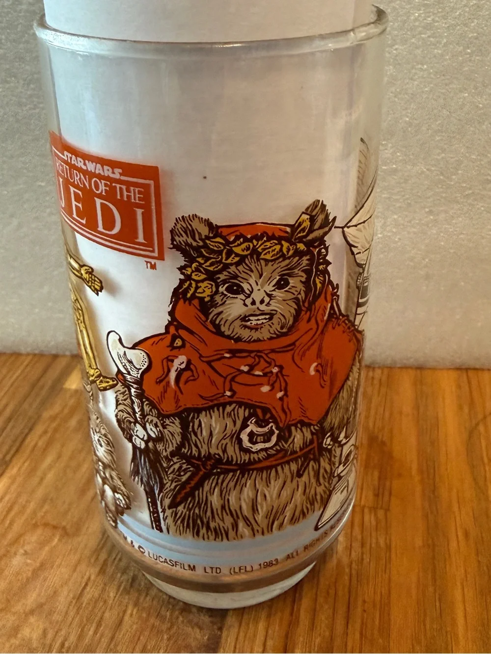 Return Of The JEDI 1983 BURGER KING Coca-cola Glass Cup Ewok Star Wars